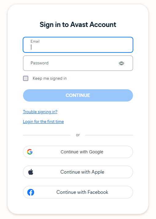 Avast signin