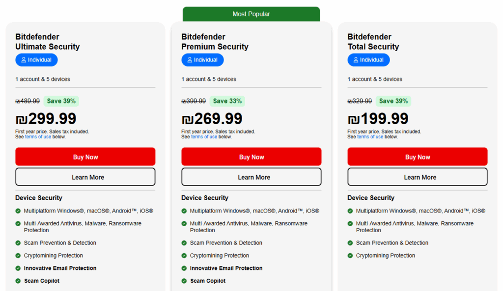 Bitdefender pricing