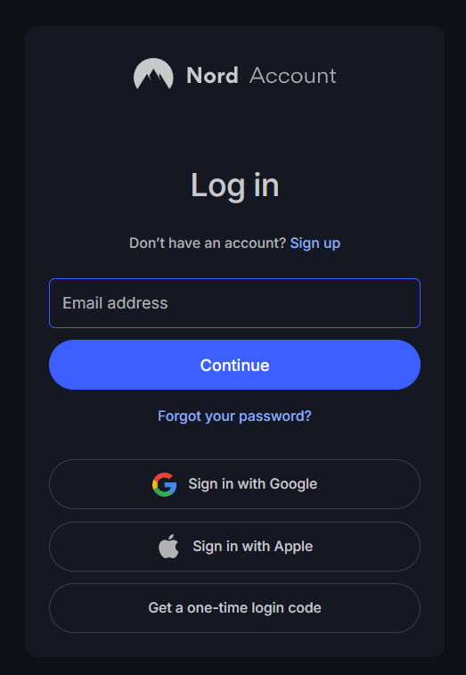 Nordvpn login
