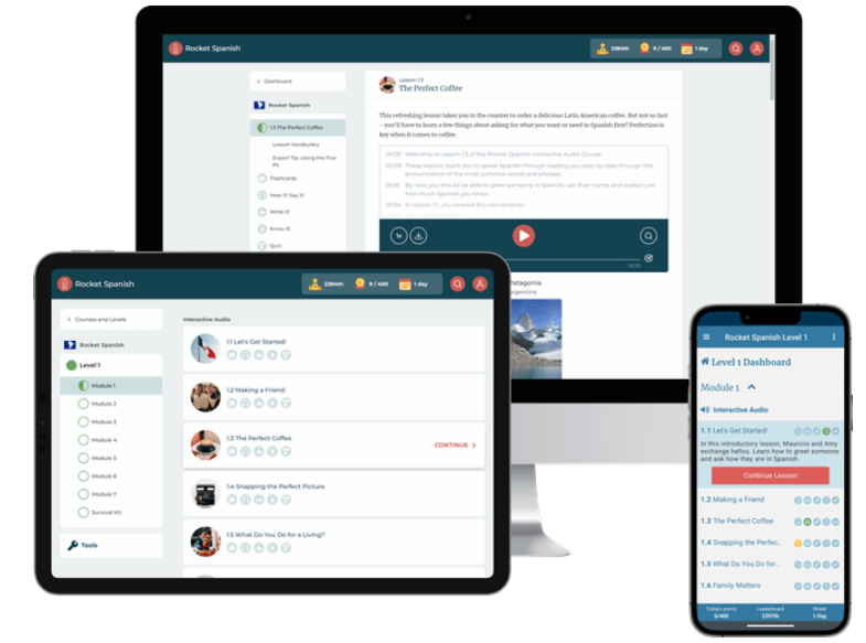 Rocket Languages Dashboards in Multidevices